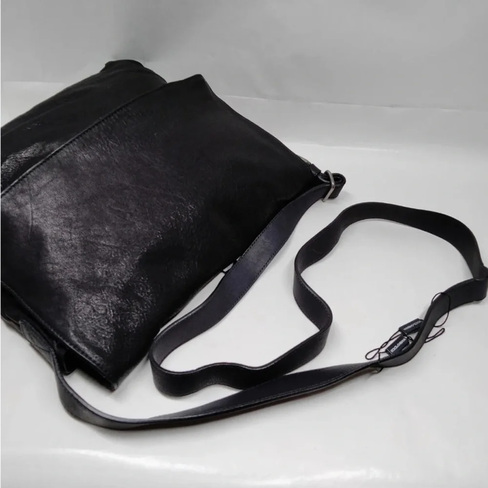 Dolce & Gabbana Black Leather Messenger Bag